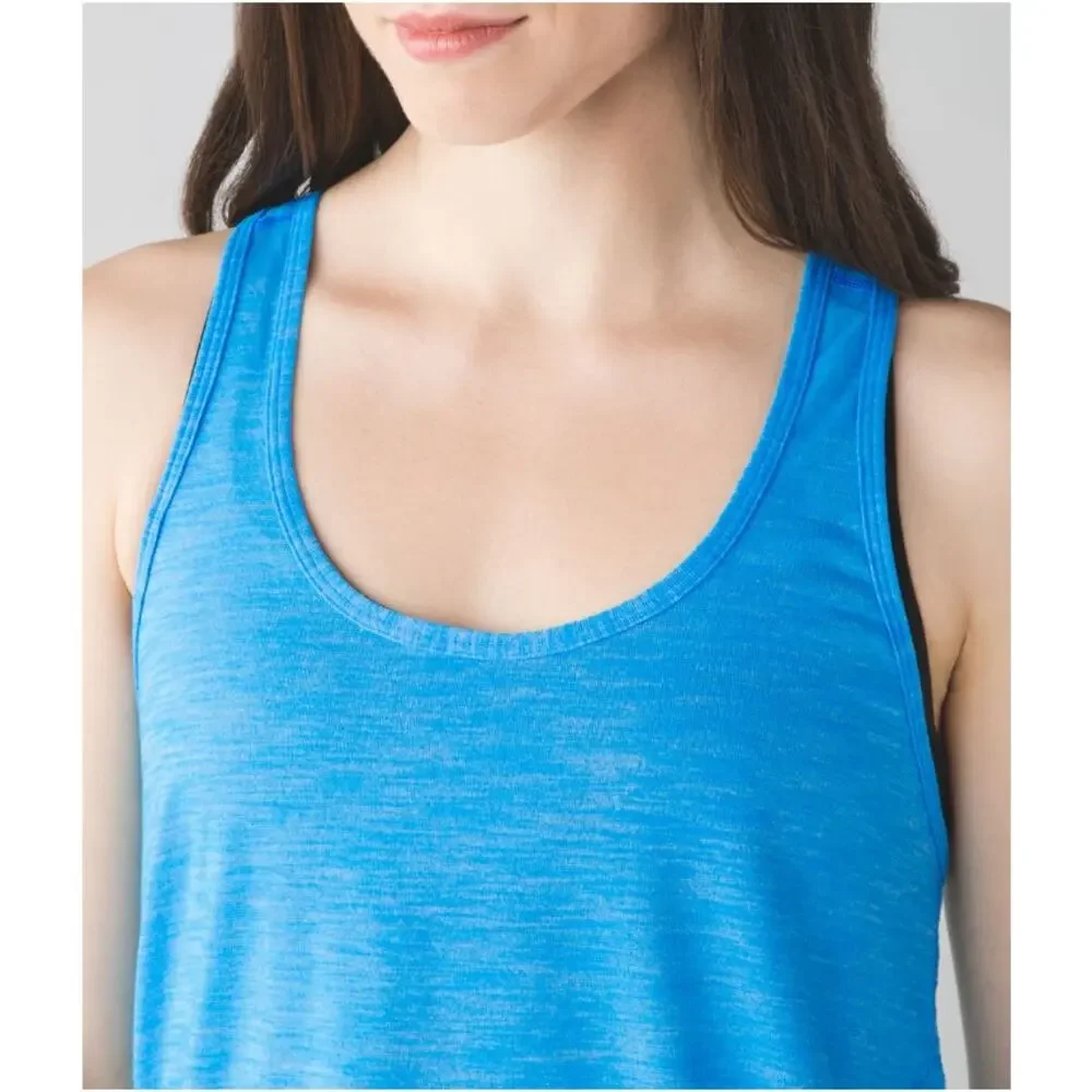Lululemon Salute Sun Singlet II Tank Kayak Blue Luon Yoga Athletic Womens Sz 4-6